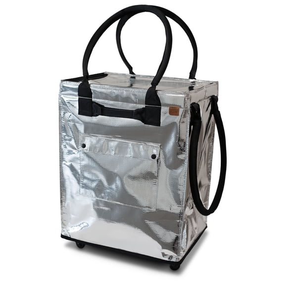 CleverMade Rolling Tote Cart 90L Collapsible Wheeled Bag, Silver