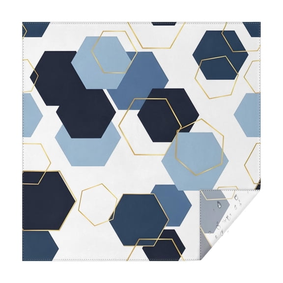Blue Gold Hexagon Marble Square Tablecloth,Waterproof Square Table Cover,Wipeable Spillproof Washable Table Cover for Home Kitchen Party Decor 42"X42"(107x107cm)
