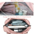 thumbnail image 6 of CshidWorld 37L Waterproof Duffle Bag for Women, Tear-Resistant Gym Travel Bag w/Adjustable Shoulder Strap & Trolley Sleeve, Airline Approved Carry-On Weekender Bag with Wet/Dry Pocket, Pink, 6 of 9