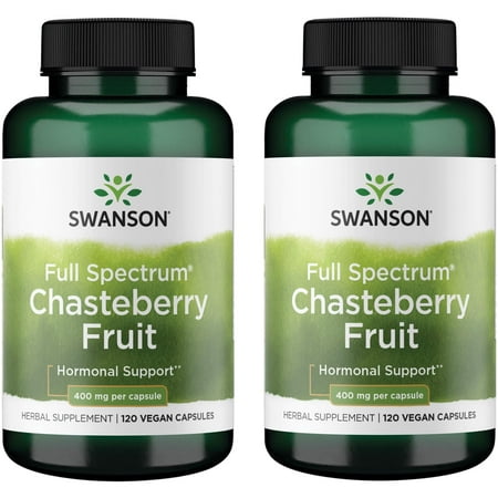 Swanson Chasteberry Fruit - Herbal Supplement Promoting Women's Health & Menopausal & Menstrual Support - May Support Balance & Skin Health - (120 Capsules, 400mg Each) (2 Pack)