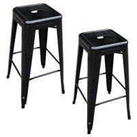 AmeriHome Loft Black Metal Bar Stool 2 Piece by Buffalo Corp