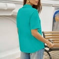 thumbnail image 3 of Garbnen Women's Polo Shirt Fitted V Neck Dressy Short Sleeve Shirts for Women Lapel Spring Summer Business Women's Blouses, 3 of 5