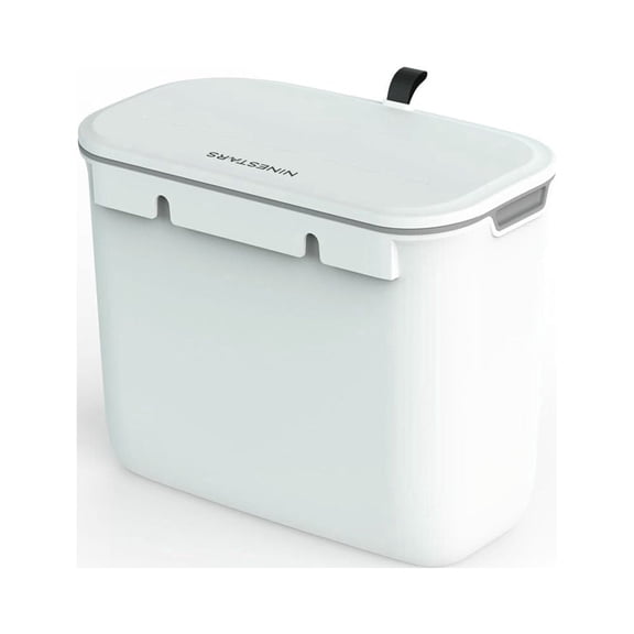 Nine Stars Countertop Kitchen Compost Caddy, 1.3 Gallon Plastic Composting Bin, White
