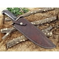 thumbnail image 5 of 15" Long hand forged Damascus steel Hunting Bowie Knife, 2 tone Black Dollar wood with Brass finger guard, Cow Hide Leather sheath with belt loop, 5 of 5