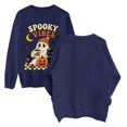 thumbnail image 4 of Womens Crew Neck Sweatshirts Spooky Vibes Mummy Black Cat Pumpkin Graphic Vintage Y2K Pullover Streetwear Top Fall Winter Oversized Sweatshirts Navy L, 4 of 5
