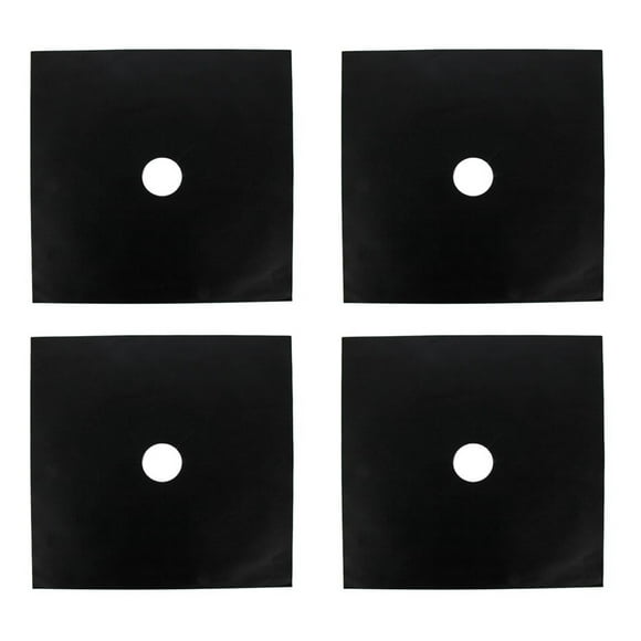 4pcs antiadherente estufas quemador cubiertas gas gama protector reutilizable encimera superior estufa revestimientos Clean Mat Pad (negro)