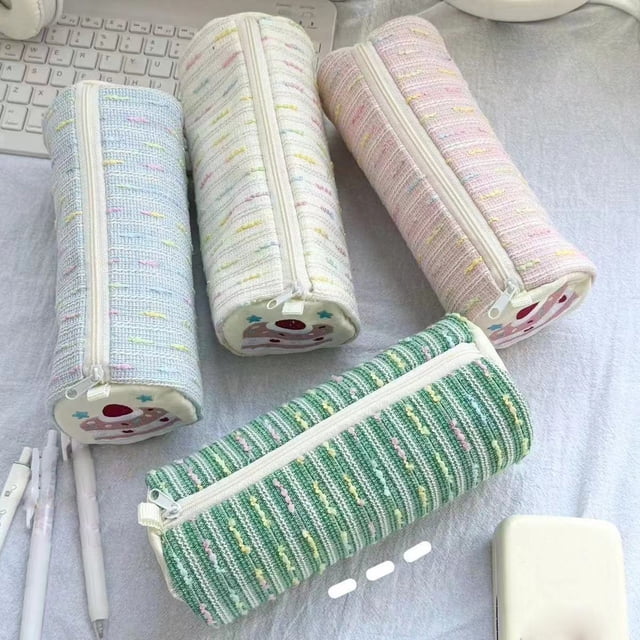 Estuche Grande para Bolígrafos con Forma de Pastel de Fresa | Bolsa para Guardar Material Escolar | Estuche de Escritorio Moderno para Estudiantes de Secundaria | Estuche de Felpa | Zjt250722011A