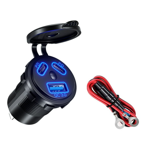 Dual PD TYPE-C & QC3.0 USB Car Charger Fast Charging, Convenient Switch