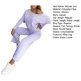 thumbnail image 7 of Quixlent 2 Pcs/Set Women Top Pants Set Round Neck Long Sleeves Sweatshirt Elastic Waist Wide Leg Sweatpants Sport Outfit Autumn Casual Tracksuit, 7 of 7