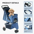 thumbnail image 2 of SHOUFTW 3 Wheel Dog Stroller, Folding Pet Stroller for Small Dogs & Cats, Pet Carrier with Storage Basket, Portable Travel Stroller, Blue, 2 of 8