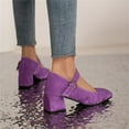 thumbnail image 6 of KELINFONG Women's Dress Mary Jane Shoes Low Block Heels Closed Round Toe Office Work Wedding Pumps, 6 of 7