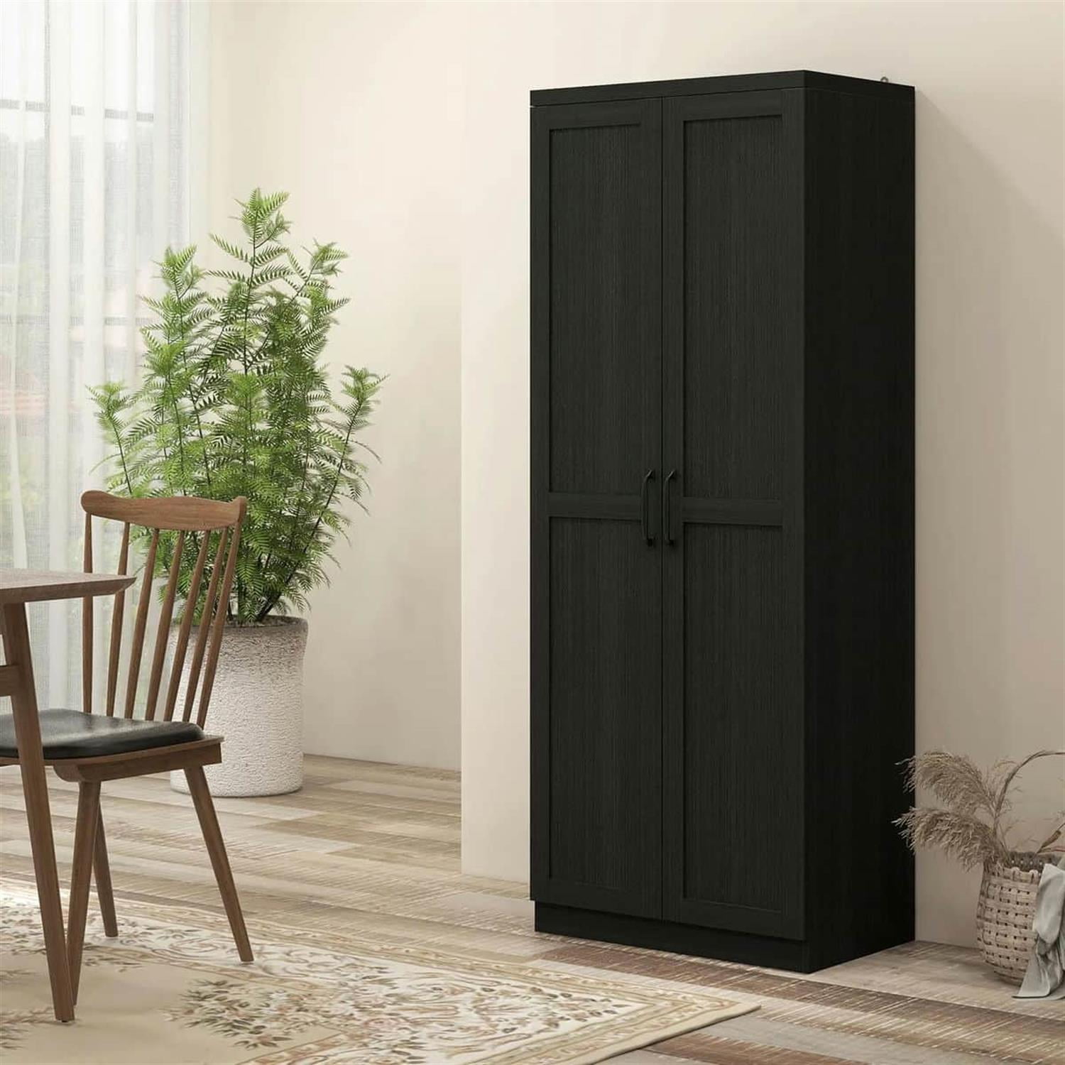 Demi Bonn 62" Large 2-Door Pantry Cabinet, Freestanding Storage Unit with 2 Adjustable Shelves for Dining Room, Spacious Kitchen Organization, Black