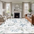 thumbnail image 2 of Blue Teal Botanical Large Area Rugs for Bedroom Living Room, Soft Non Slip Carpet Bedside Rug, Watercolor Spring Summer Leaves Rectangular Floor Cover Kitchen Accent Rug 8'x10' for Dining Room/Office, 2 of 9
