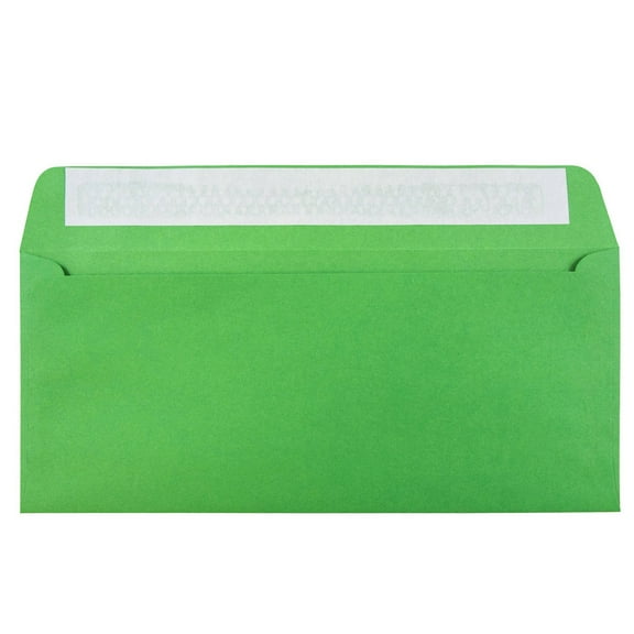 JAM Paper #10 Envelopes, 4.1x9.5, Green, 50 per Pack, Peel & Seal