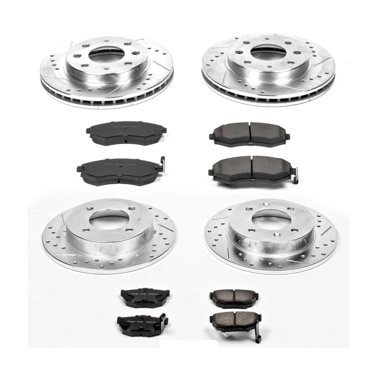 Power Stop Front and Rear Brake Kit with Drilled & Slotted Rotors and Ceramic Brake Pads K2778