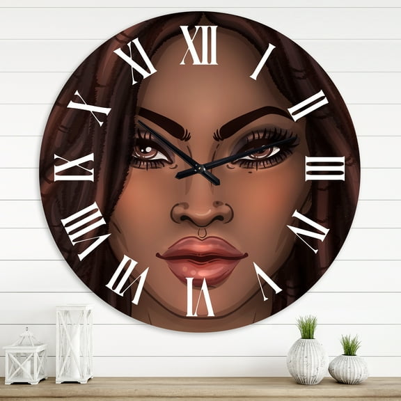 Designart 'Portrait Of African American Woman I' Modern Wall Clock