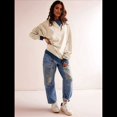 thumbnail image 4 of Sudadera Informal con Bloques de Color para Mujer, Larga, Cuello Redondo, Corte Holgado Albaricoque XL, 4 of 8