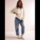 thumbnail image 4 of Sudadera Informal con Bloques de Color para Mujer, Larga, Cuello Redondo, Corte Holgado Albaricoque L, 4 of 8