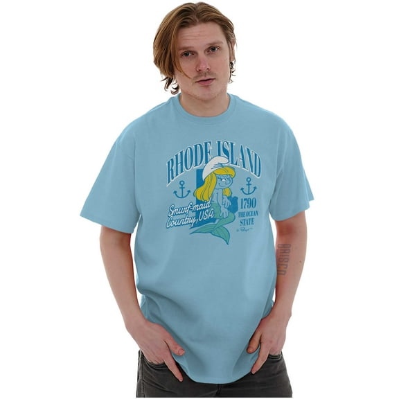 Rhode Island RI Mermaids Smurfette Men's Graphic T Shirt Tees Brisco Brands S
