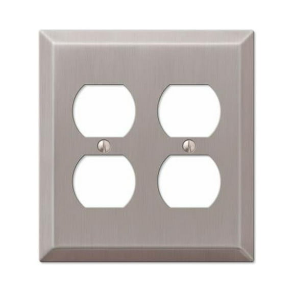 Amerelle 163DDBN Century Outlet Wall Plate, Brushed Nickel, Steel, 2 Duplex - Quantity 3