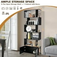 thumbnail image 2 of Costway 6-Tier S-Shaped Bookcase Storage Rack Bookshelf with Cabinet Anti-toppling Devices Black, 2 of 9