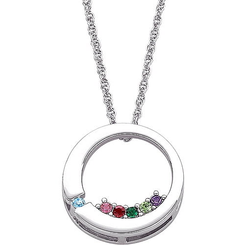 sterling silver mothers birthstone necklace
