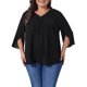 thumbnail image 1 of Blusa de Chiffon de Talla Grande para Mujeres Agnes Orinda, Cuello en V, Manga 3/4, Casual de Verano, Túnica 4X, Todo Negro, 1 of 6