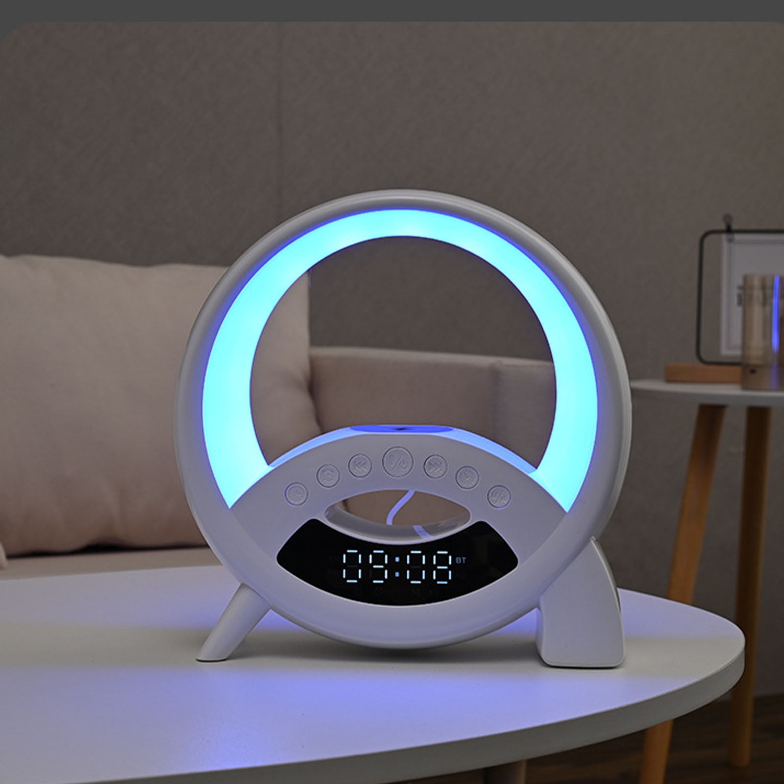 QuLuJing New Bluetooth Speaker Display Clock Alarm Clock Night Light 15w Wireless Charging Colorful Sound Ambient Light White, Must Haves for Home