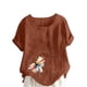 thumbnail image 2 of Xuyuer Womens Linen Tops 2026 Summer Short Sleeve Shirts Loose Crewneck Casual Boho Tops Vintage Embroidered Blouses Loose Short Sleeves, Fashion Blouses for Women, 2 of 5