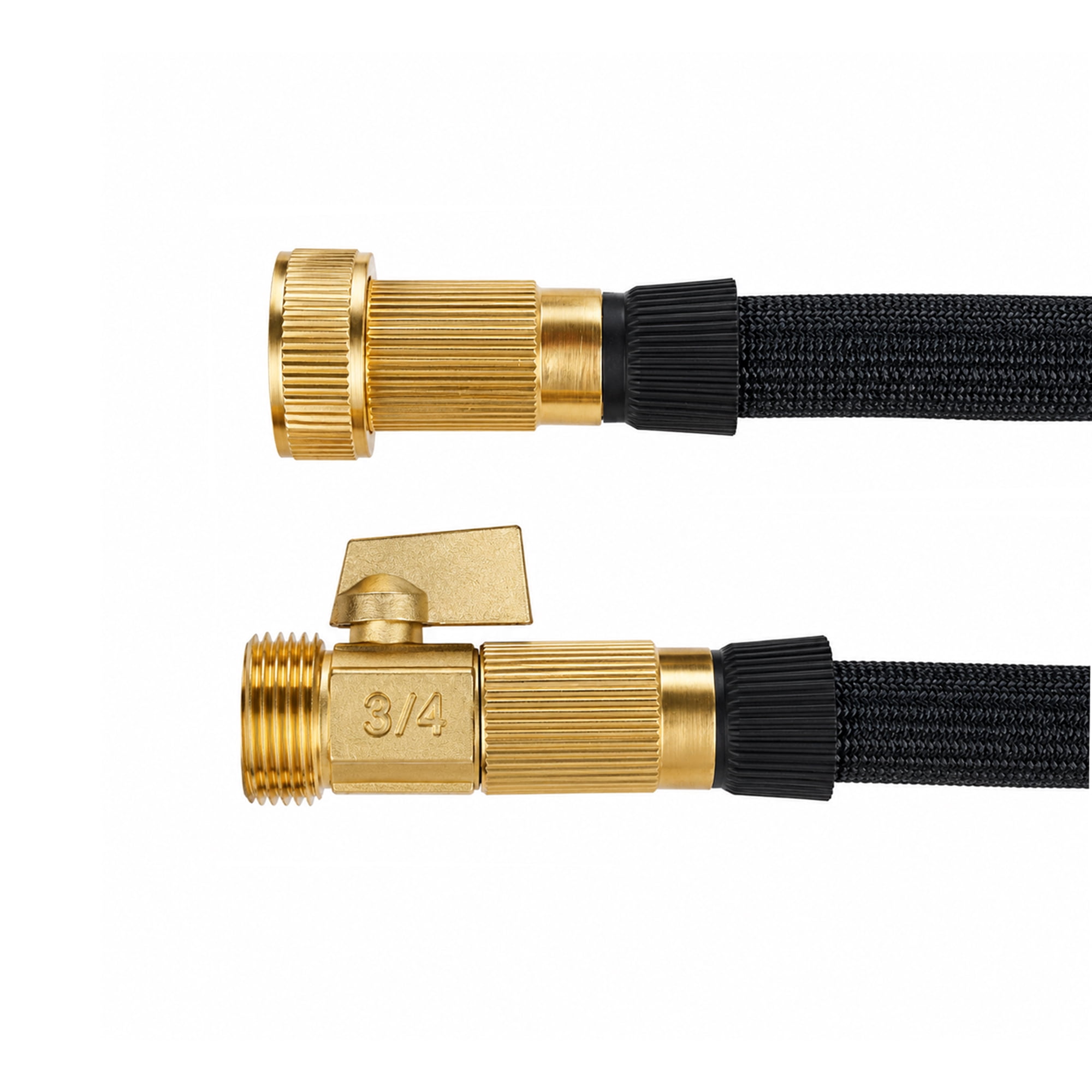 50FT Non-Expanding Heavy-Duty Garden Hose, Reinforced PVC & Polyester, 3/4-Inch Brass Connectors, Durable & Burst-Resistant, with 10-Function Nozzle