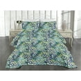 thumbnail image 2 of Ambesonne Exotic Quilted Coverlet 3 Pcs, Tropical Leaves Branches, Queen Size, Teal Apple Green Plum, 2 of 4