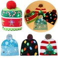 thumbnail image 3 of BadPiggies Christmas LED Light-up Knitted Hat Beanie Cap Lovely Colours Xmas Gift Adults Kids- 3 Flashing Modes, 3 of 9