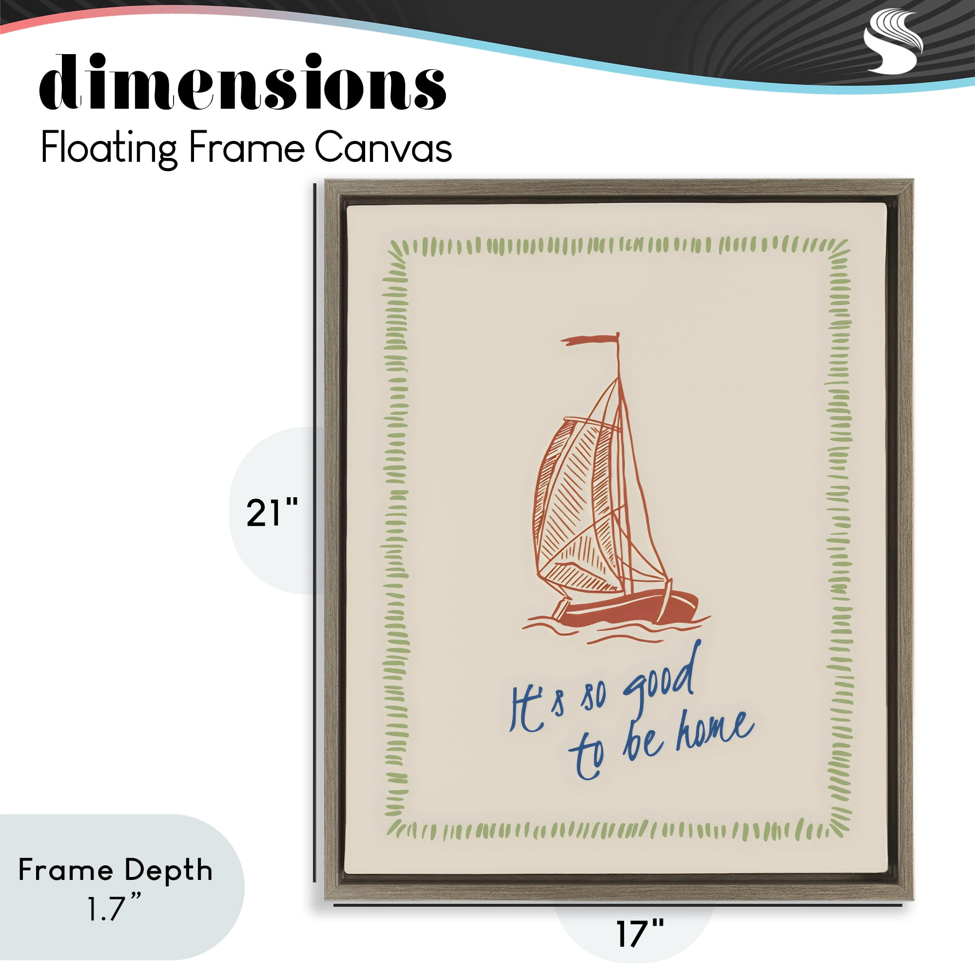 Stupell Industries Good To Be Home Sailboat Brown Framed Floater Canvas Wall Art, design by The Prints Vibe