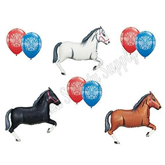 3 HORSES & BANDANA Birthday PARTY Hoedown Rodeo Balloons Decorations Supplies