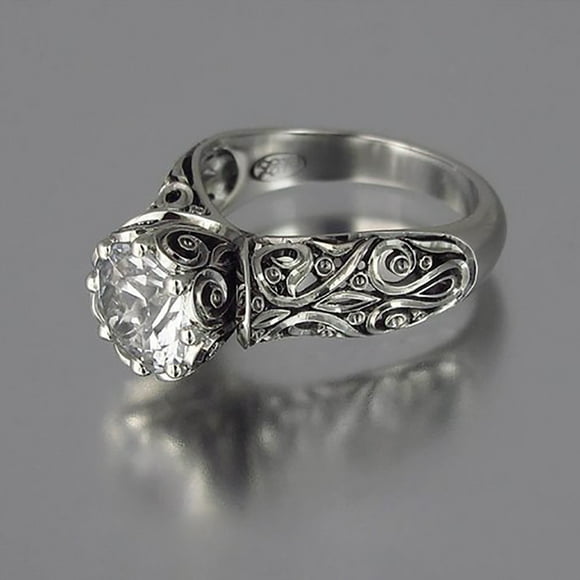 FcBaudy Rings for Women, Gifts for Women Ring Diamond Wedding Band Anniversary Gift Vintage Flower Shape Rings Size 7 Ring ring