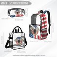 thumbnail image 4 of Xoenoiee Eagle American Flag Print Clear Backpack for Boys Kids Large Capacity Backpack with Lunch Box and Pencil Case 3PCS Set Bookbag with Front Pocket See Through PVC School Bag with Side Pocket, 4 of 5