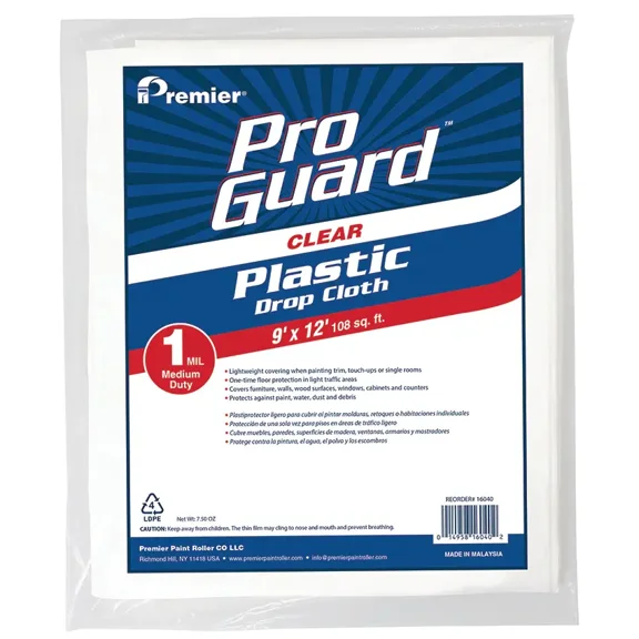 9' x 12' Premier Paint Roller 16040 Global Guard Plastic Dropcloth 1-Mil