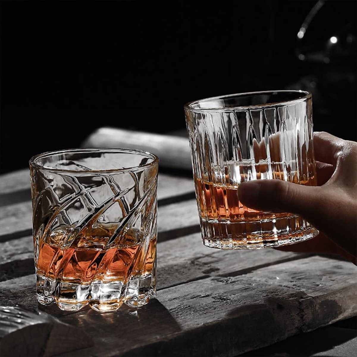 Square Drinking Whiskey Glasses Set of 4, Old Fashioned Glass Cup Bar Set,  Stemless Everyday Rocks W…See more Square Drinking Whiskey Glasses Set of