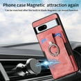 thumbnail image 6 of SaniMore Compatible with Google Pixel 7A Case, Wallet Stand Elastic Credit Card Slot Magnetic Car Mount Ring Holder Premium PU Leather Protection Cover for Google Pixel 7A 6.1-inch, Pink, 6 of 9