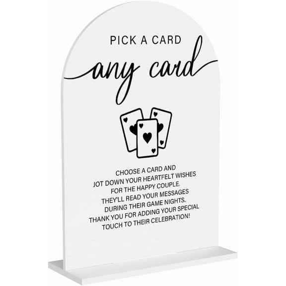Acrylic Wedding Sign Pick A Card Sign for Wedding Wedding Signs for Ceremony Modern Calligraphy Arch Acrylic Table Top Sign for Wedding Reception and Event Party Table(white)