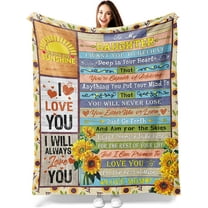 Love Letter to My Daughter Blanket, Gifts for Daughters from Mom, You are My Sunshine Throw Blanket for Daughter Birthday Anniversary, Sunflower Super Soft Fleece Blankets for Bed Travel 50x60inch