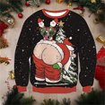 thumbnail image 4 of Sudadera navideña con estampado gráfico para hombre, jersey navideño de cuello redondo con estampado 3D de Papá Noel, suéter feo con trasero, 4 of 4