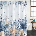 thumbnail image 2 of Blue Starfish Coastal Shower Curtain, Waterproof Shower Curtains for Bathroom, Eucalyptus Summer Nautical Shell Washable Fabric Bathtub Curtain Set Bath Decor with 12 Hooks Extra Long 72"x96", 2 of 8