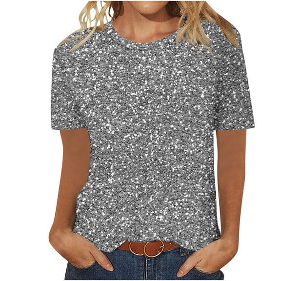 ALLLIST Short Sleeve Women's Tops Plus Size Crew Neck T-Shirts Gray Trendy Solid Summer Shirts Womens Clothing