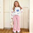 thumbnail image 2 of Stamzod Cute Clothes For Girls 10-12 Love Heart Printed Fall Tops And Bootcut Leggings Set Girls Outfits, 2 of 8