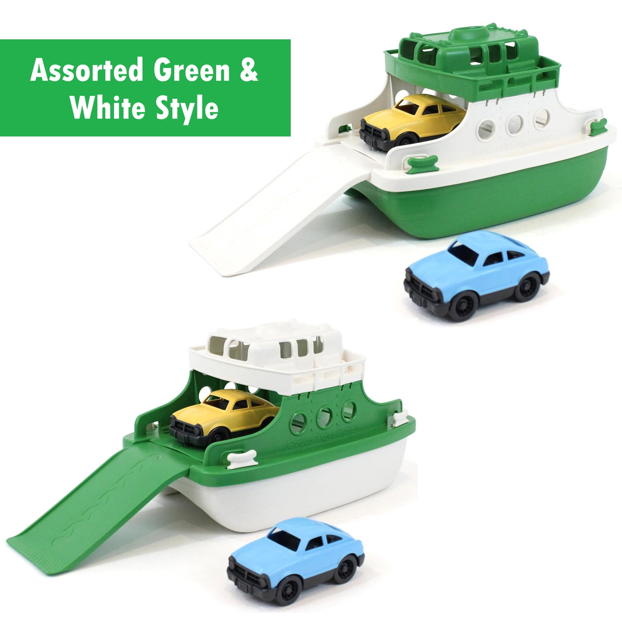 Green Toys Ferry Boat Bathtub Toy, Green/White, for Unisex Child Ages 3+