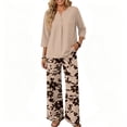 thumbnail image 5 of Womens Two Piece Sets Summer Spring Travel Vacation Outfits Short Sleeve Tops Wide Leg Pants Lounge Sets, 5 of 6
