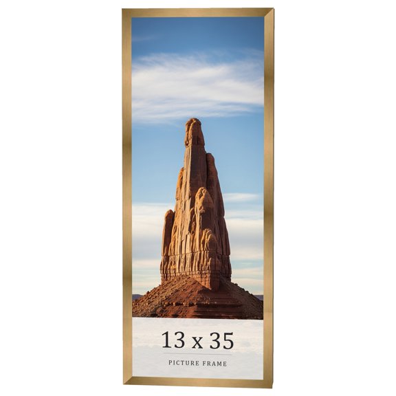 13x35 Frame Gold Bronze Solid Wood Picture Frame Width 0.75 Inches | Interior Frame Depth 0.5