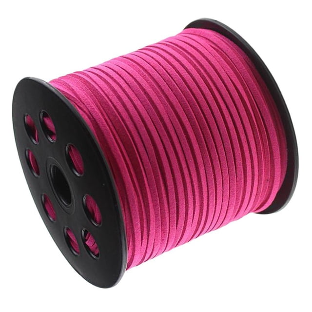 Bewildely Cuerda de gamuza de 3mm y 100 yardas, suministro de joyería Juguetes de construcción Rosa roja 3 mm 100 yardas