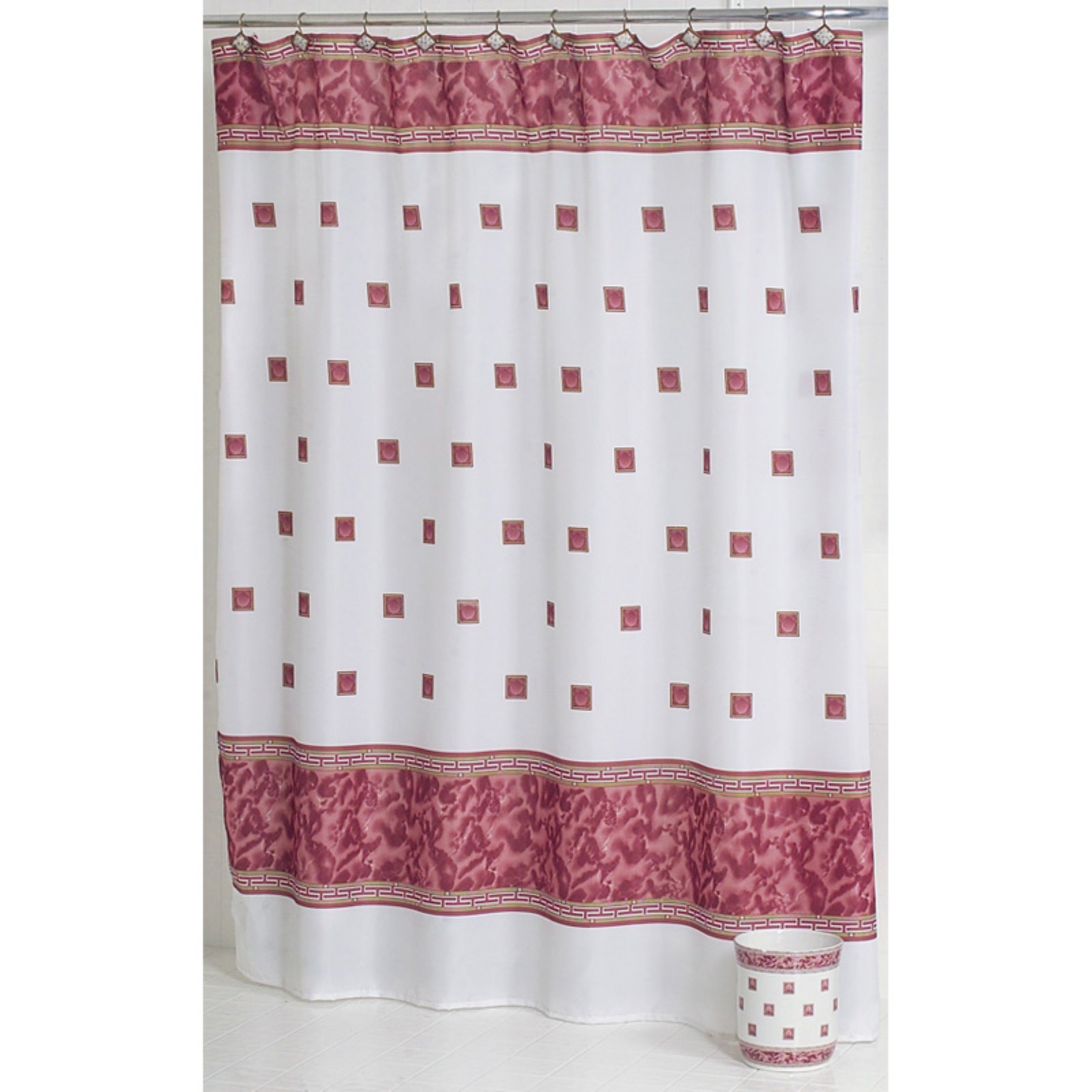 "Windsor" Fabric Shower Curtain in Burgundy